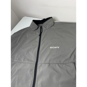 Mens Sony Employee Full Zip Soft Shell Jacket Size Medium Gray Tech Gamer